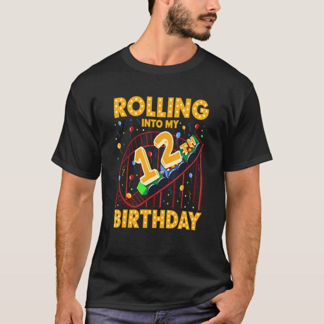 T-shirt 12e anniversaire Rollercoaster Amusement Park Boy  (Devant)