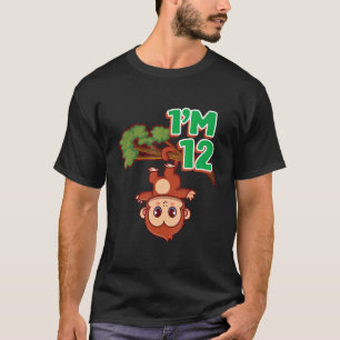 T-shirt 12e fête d'anniversaire 12 ans Singe Ape Zoo Anima