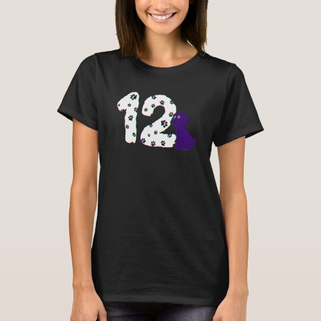 T-shirt 12e fête d'anniversaire gâteau Labrador Chien chio (Devant)