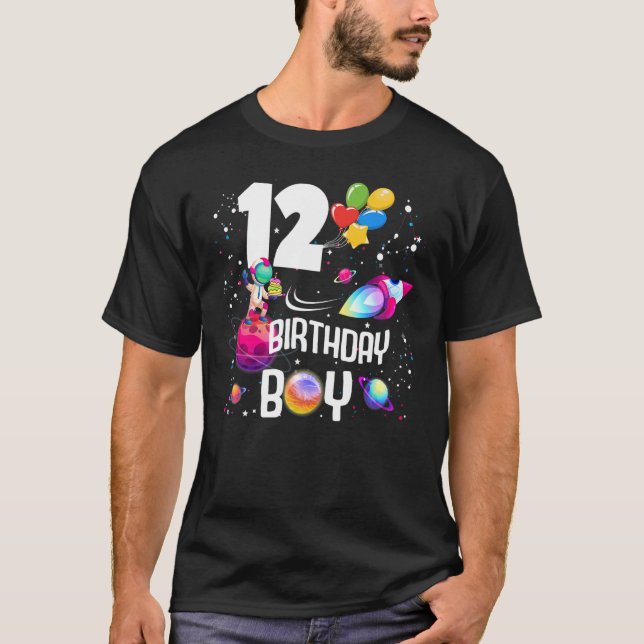 T-shirt 12th Birthday Boy Astronaut Space 12 Years Old Roc (Devant)