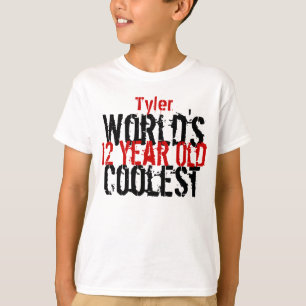 T-shirt 12th Birthday Gift World's Coolest 12 Year Old Boy