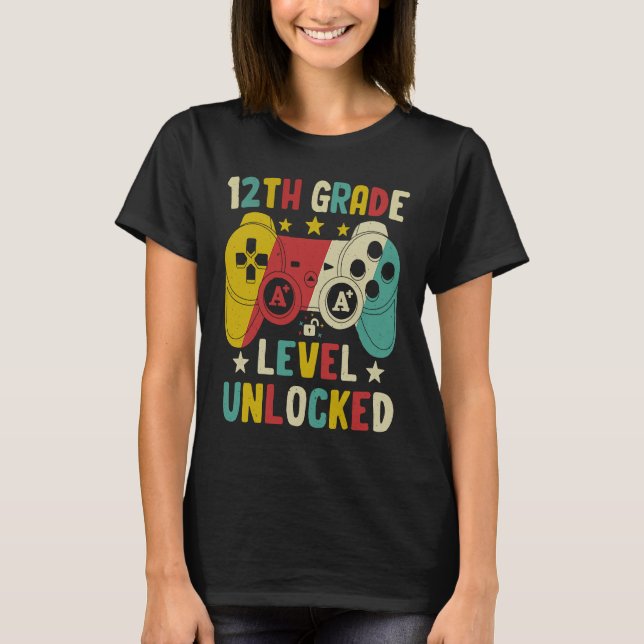 T-shirt 12th Grade Level Unlocked Video Game Retro Back to (Devant)