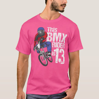 T-shirt 13 Ans Bmx Anniversaire Fête Garçons Dirt Vélo Cou