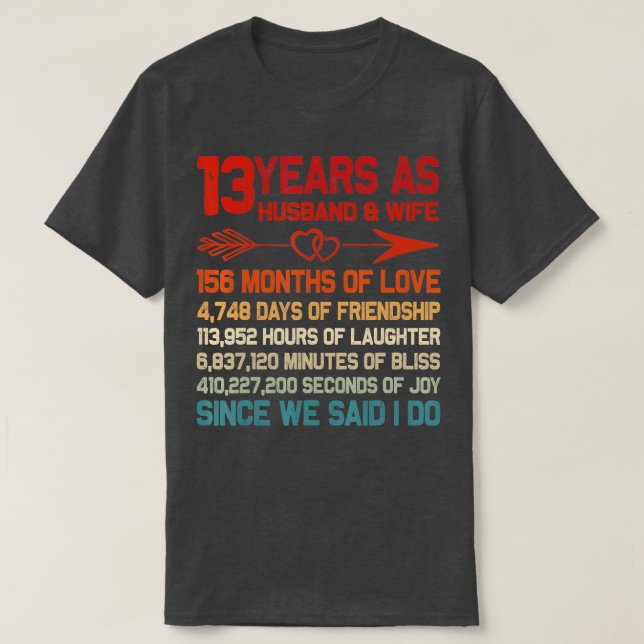 T-shirt 13 ans en tant que femme mariée 13e anniversaire D (Design devant)