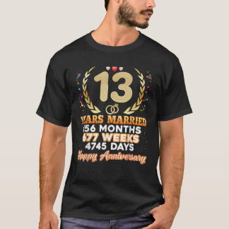 T-shirt 13 ans mariés heureux 13e anniversaire de Mariage 