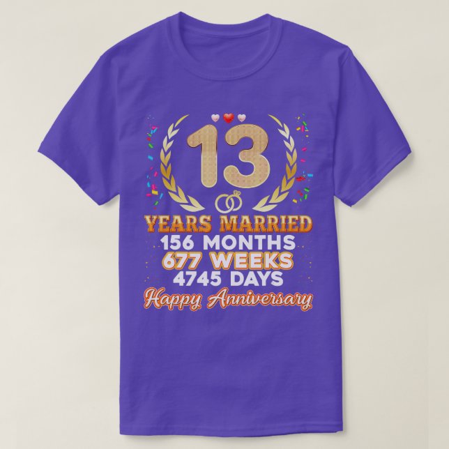 T-shirt 13 ans mariés heureux 13e anniversaire de Mariage  (Design devant)