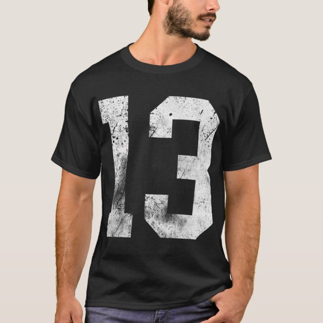T-shirt 13 Cool en détresse Anniversaire Lucky Nombre Joue (Devant)
