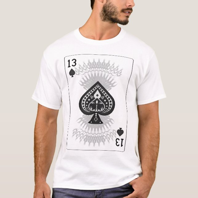 T-shirt 13 de Spades: Fiction de jeu fictif : Chemise blan (Devant)