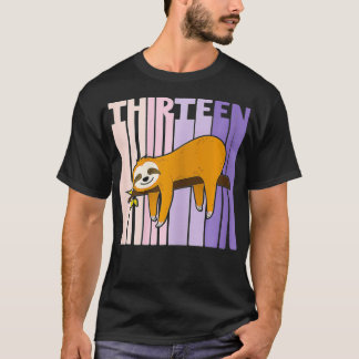 T-shirt 13 Year Old Cute Sloth Birthday Girl 13th Bday 