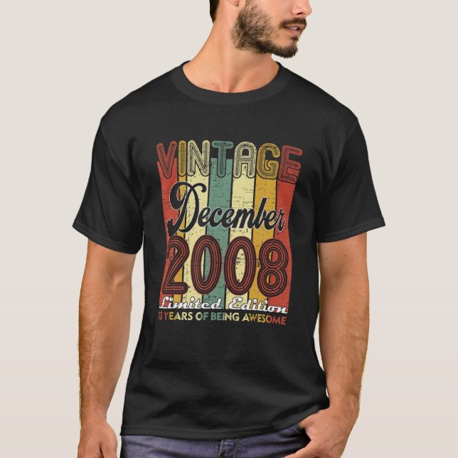 T-shirt 13 Years Old Retro December 2008 (Devant)