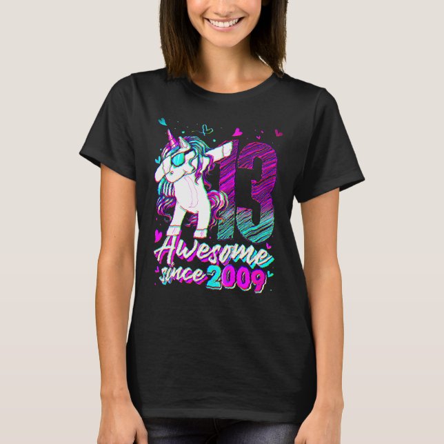 T-shirt 13 Years Old Unicorn Dabbing 13th Birthday Unicorn (Devant)