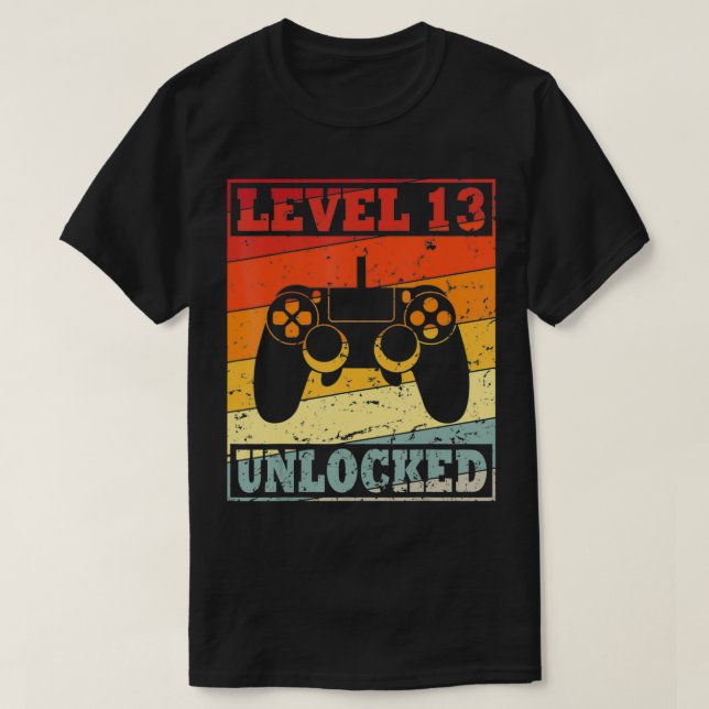 T-shirt 13e anniversaire de jeu thème niveau 13 déverrouil (Design devant)