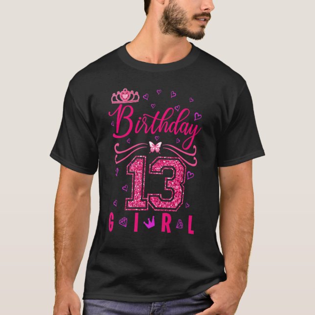 T-shirt 13e anniversaire fille mignonne Couronne 13 ans An (Devant)