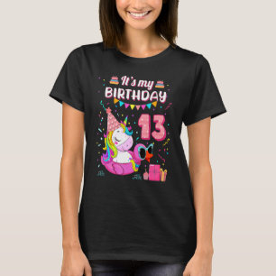 T-shirt 13e anniversaire fille Unicorn Canard piscine 13 Y