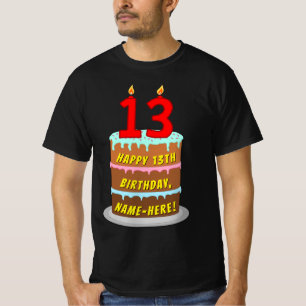 T-shirt 13e anniversaire — Fun Cake & Candles, avec nom pe