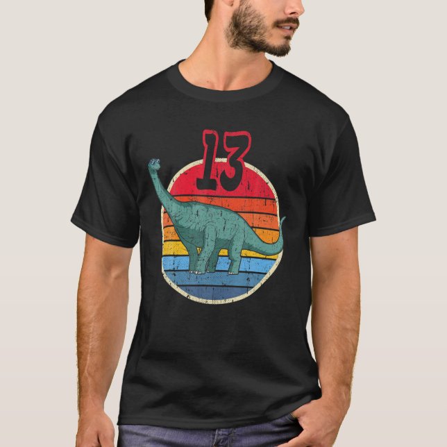 T-shirt 13E Anniversaire I Brachiosaurus Diplodocus I Fami (Devant)