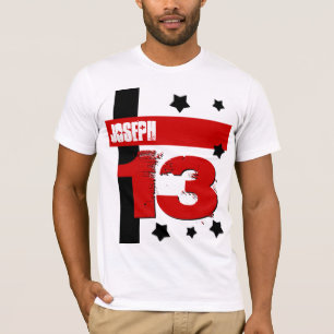 T-shirt 13e anniversaire Nom personnalisé RED WHITE BLACK 