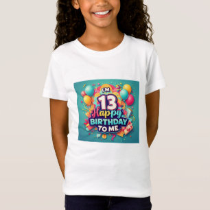 T-Shirt 13ème anniversaire avec un nombre coloré de filles
