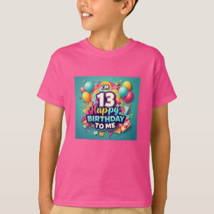 T-shirt 13ème anniversaire avec un nombre coloré de garçon