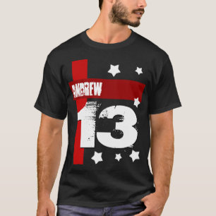 T-shirt 13ème BLANC ROUGE NOIR nommé fait sur commande V