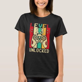 T-shirt 13th Gamer Boy Saying Vintage Level 13 Unlocked Ga