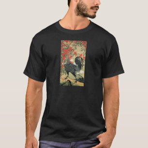 T-shirt 14. 南天雄鶏図, écrous de 若冲 et coq rouges, Jakuchu