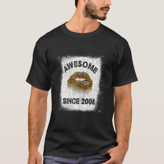 T-shirt 14 Anniversaire Awesome Depuis 2008 Leopard L