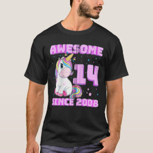 T-shirt 14 Ans 14E Anniversaire Awesome Depuis 2008 Unic