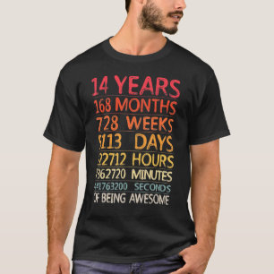 T-shirt 14 Ans 168 Mois 728 Semaines Anniversaire Quatorzi
