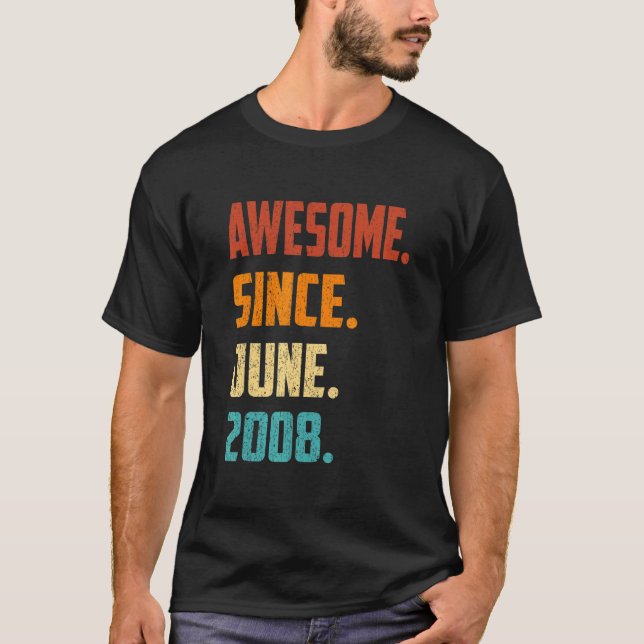 T-shirt 14 Ans Awesome Depuis Juin 2008 14e Anniversaire (Devant)