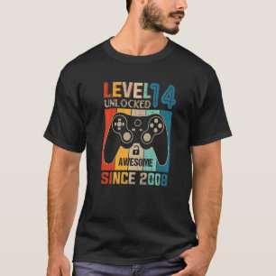 T-shirt 14 Ans Garçon Niveau 14 Déverrouillé Awesome 2008