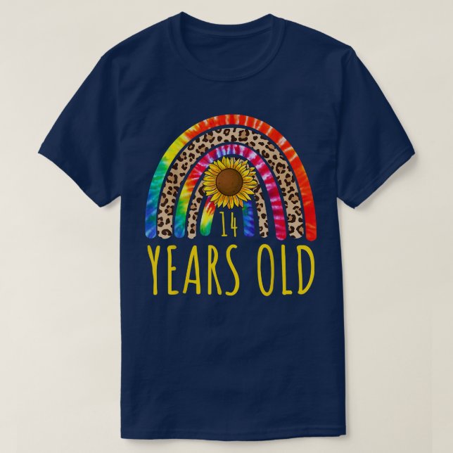 T-shirt 14 ans Tie Dye Tournesol Léopard (Design devant)