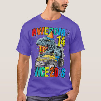 T-shirt 14 Magnifique depuis 2008 Dinosaur Monster Truck 1