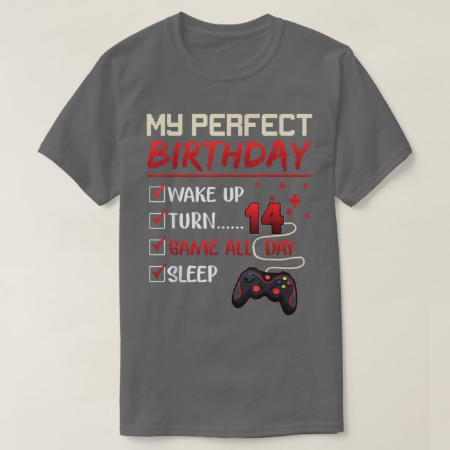 T-shirt 14 Year Old Gamer Gift Boy Teen 14th Perfect Birth (Design devant)