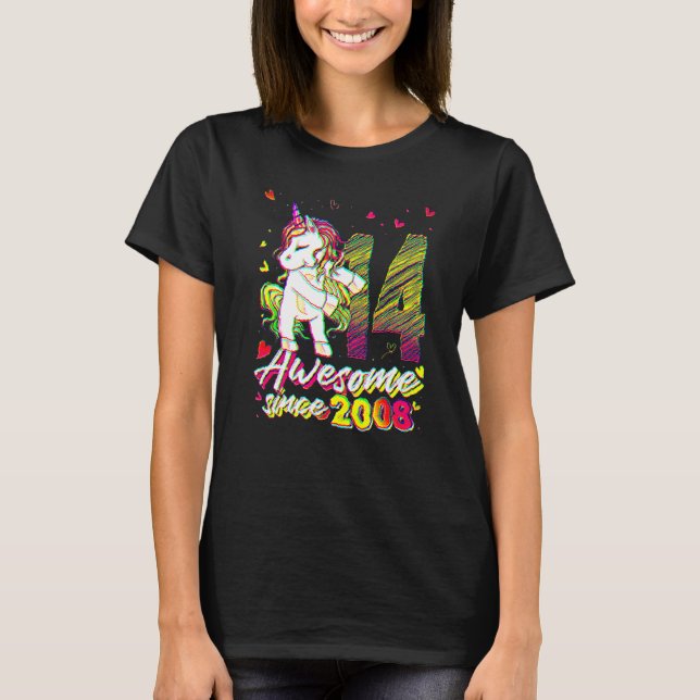T-shirt 14 Years Old  Unicorn Flossing 14th Birthday Unico (Devant)