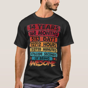 T-shirt 14e anniversaire 14 ans Vintage Retro 168 mois