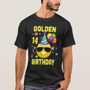 T-shirt 14e anniversaire Cadeaux amusant Anniversaire doré