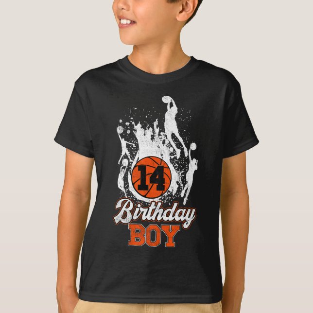 T-shirt 14e anniversaire de basket-ball thème Anniversaire (Devant)