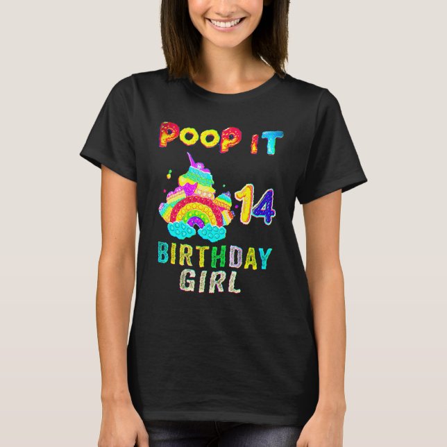 T-shirt 14e anniversaire Fidget Pop It fille de fête Quato (Devant)