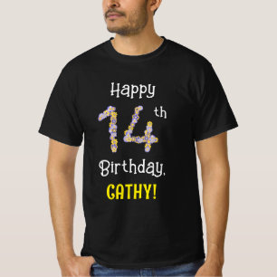 T-shirt 14e anniversaire : Fleurs florales Numéro "14" + N