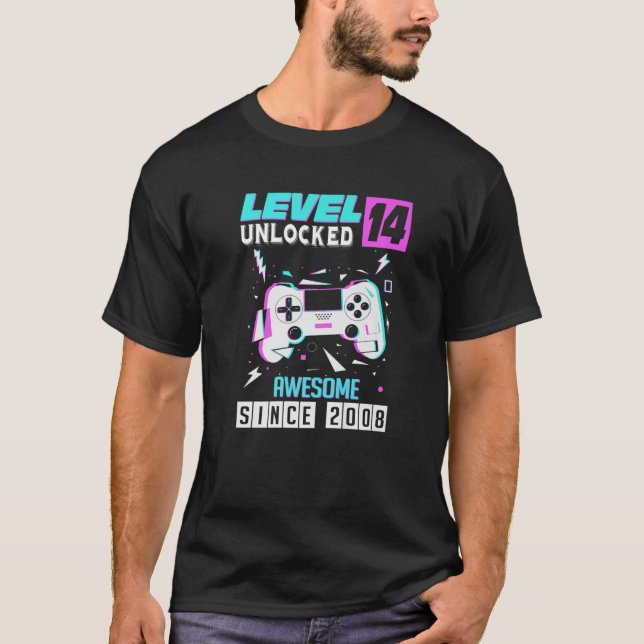 T-shirt 14E Anniversaire Gamer Cadeaux Garçons Ado 14 Ans  (Devant)