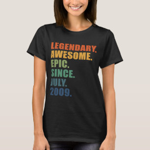 T-shirt 14e anniversaire Juillet 2009 Garçons Filles 14 an