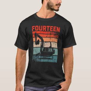 T-shirt 14e anniversaire Retro Excavateur Véhicule de cons