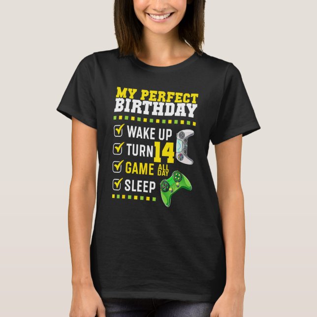 T-shirt 14e Birthday Party Perfect For Gamer 14 ans (Devant)