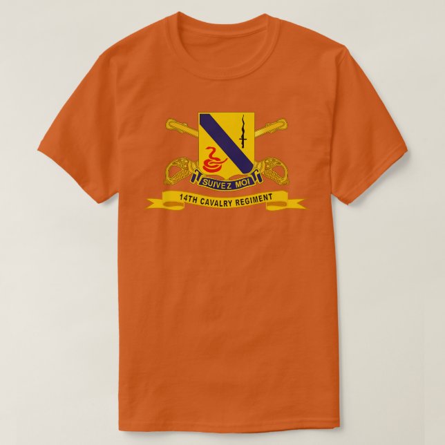 T-shirt 14e régiment de cavalerie avec Br Ribbon (Design devant)