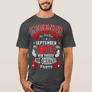 T-shirt 14th Birthday Tee Legends Born In September 2008 1
