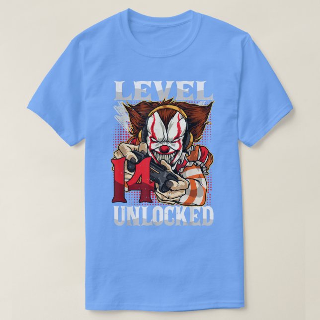 T-shirt 14th Birthday Video Gamer Scary Clown Turning 14 G (Design devant)