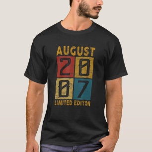T-shirt 15 Anniversaire Août 2007 Né En 2007 15 Ans