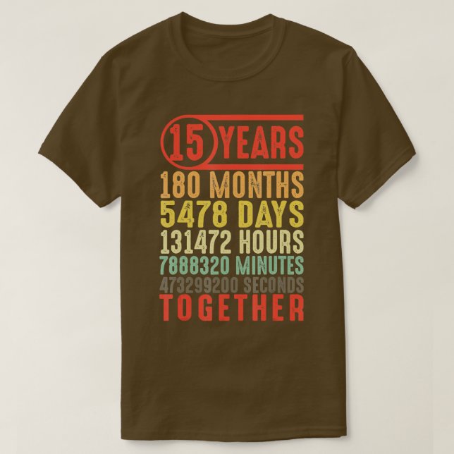 T-shirt 15 ans 15e anniversaire de Mariage Cadeaux pour el (Design devant)