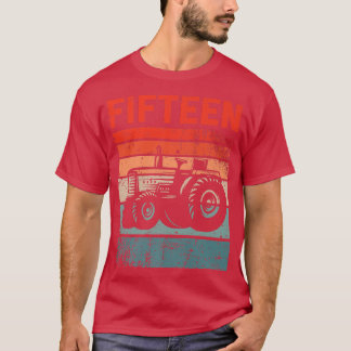 T-shirt 15 Ans 15e Anniversaire Tracteur Farmer Boys Gir